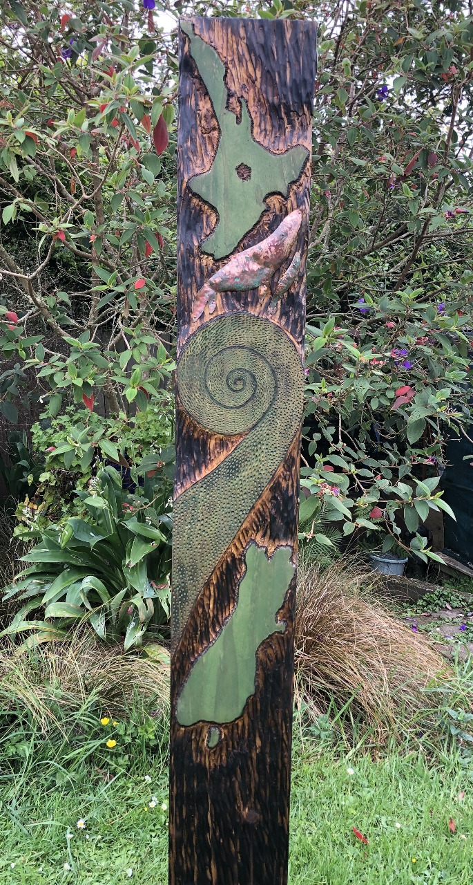 Aotearoa inlay with humpback copper